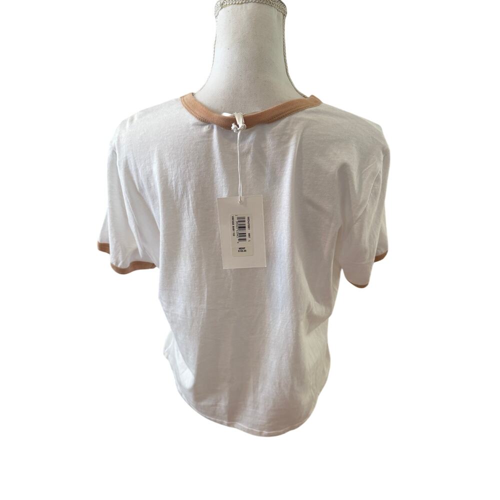 FRAME Denim Vintage Baby Ringer Tee White L - Picture 6 of 9